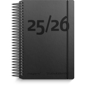 Studie dagkalender | Mini | Sort | Genbrugskarton | 2025/2026 |