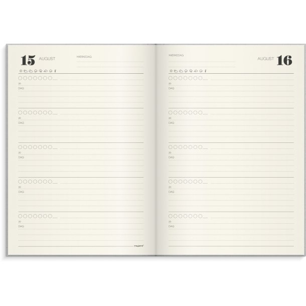 5-�rs dagbog | A5 | Tekstil | Lysegr� |