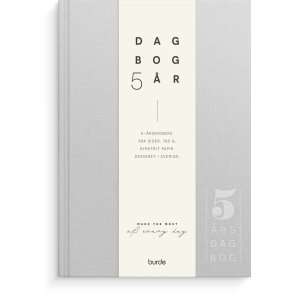 5-�rs dagbog | A5 | Tekstil | Lysegr� |