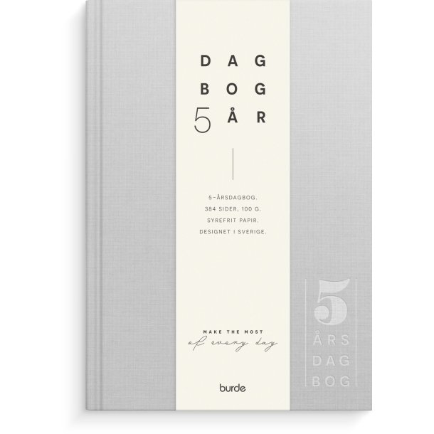 5-rs dagbog | A5 | Tekstil | Lysegr |