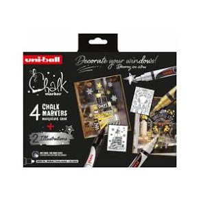 Uni Chalk | Marker | PWE-5M | 4pc Xmas Set