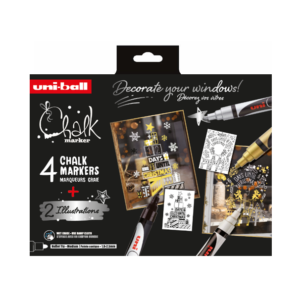 Uni Chalk Marker PWE-5M 4pc Xmas Set