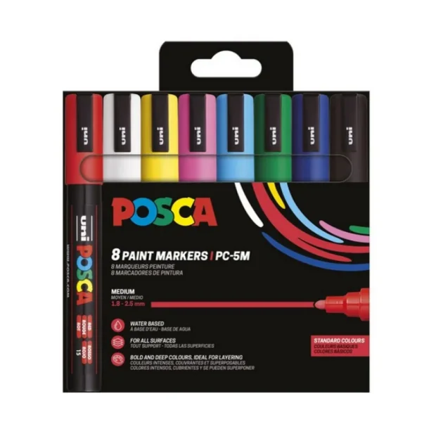 UNI Posca PC-5M 8P Set Basic colors
