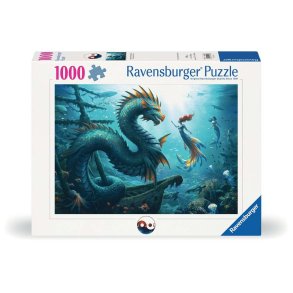 Enchanted Depths: Dragon, mermaid