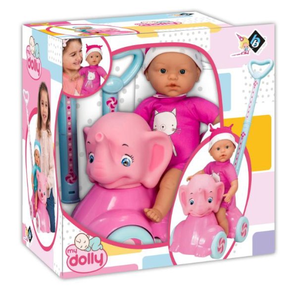 Babywalker elefant med bld dukke