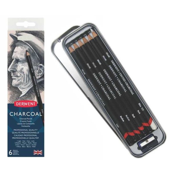 Derwent Charcoal 6-stk Metal�s