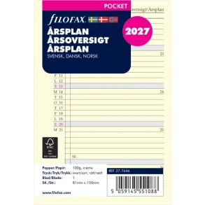 Filofax Refill | �rsplan | Pocket | 2027 | 