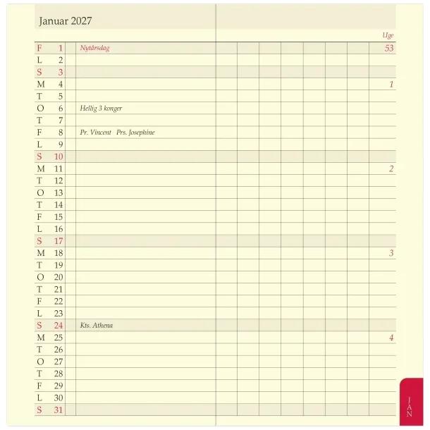 Filofax | M�nedsoversigt | Personal | 2027 | REFILL |