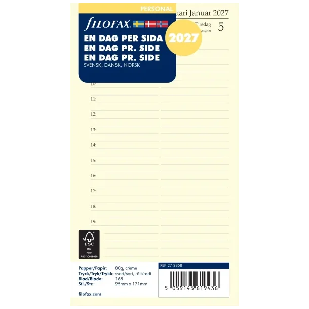 Filofax | Refill | Personal | 2027 | 