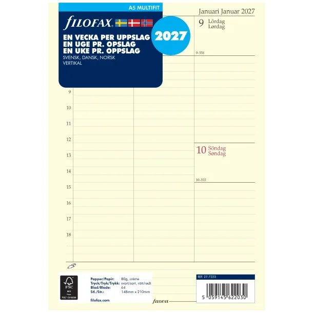Filofax | Refill | A5 | 2027 |