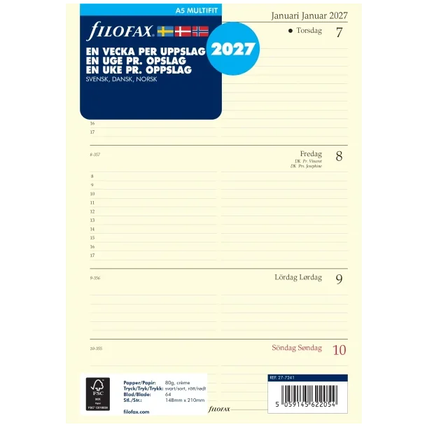 Filofax | REFILL | A5 | 2027 |
