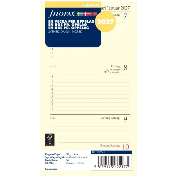 Filofax REFILL | Personal | 2027 | 
