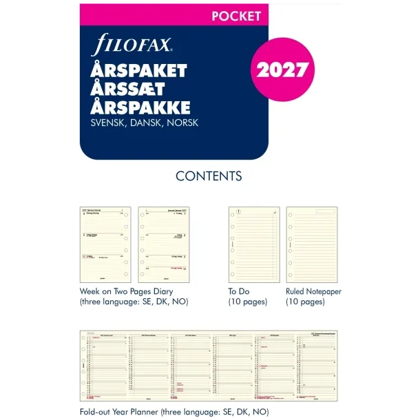 Filofax REFILL | �rspakke | Pocket | 2027 | 