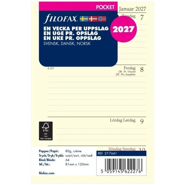 Filofax REFILL | Pocket | 2027 |