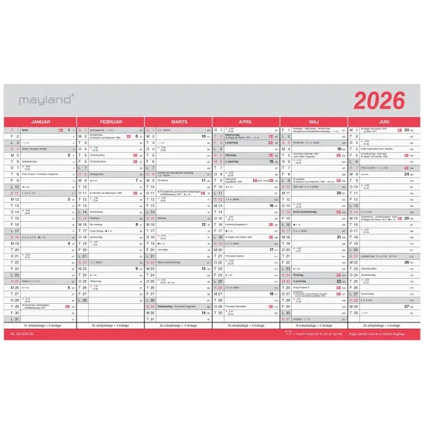 Kontorkalender | 2026 | m/flagdage |