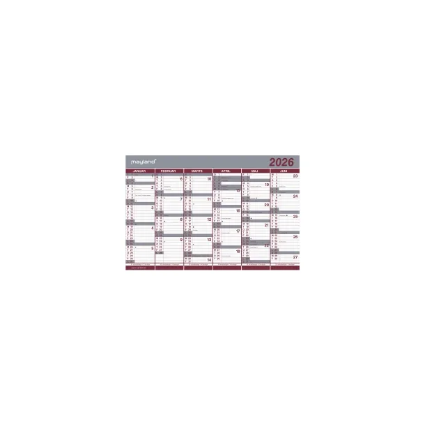Kontorkalender | Dobbelt halv�rs | 2026 |