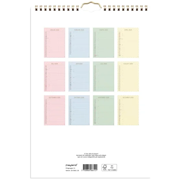 Familiekalender | Color | A4 | 2026 |