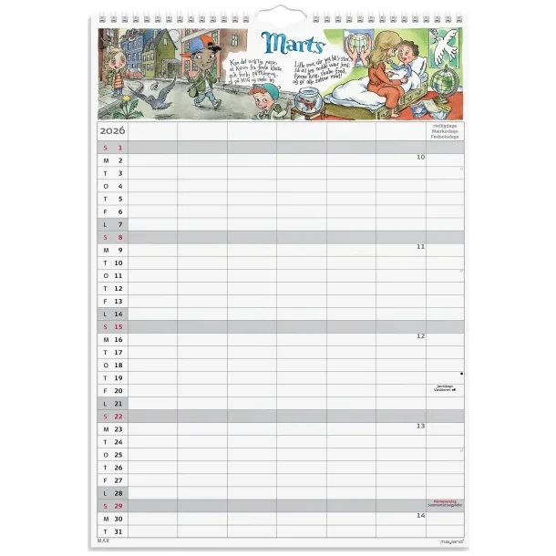 Familiekalender | Dickmeiss | 6 kolonner | A3 | 2026