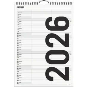 Familie kalender | Sort og Hvid | 2026 |