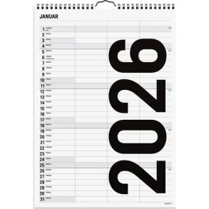 Familie kalender | Sort og Hvid | 2026 |