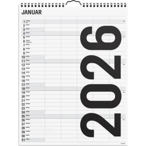 Familiekalender | Sort og Hvid | 2026 |