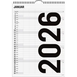 Familiekalender | Black and white | 7 kolonner | 2026