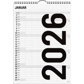Familiekalender | Black and white | 7 kolonner | 2026