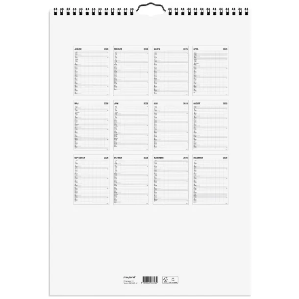 Familiekalender | Black and white | 7 kolonner | 2026