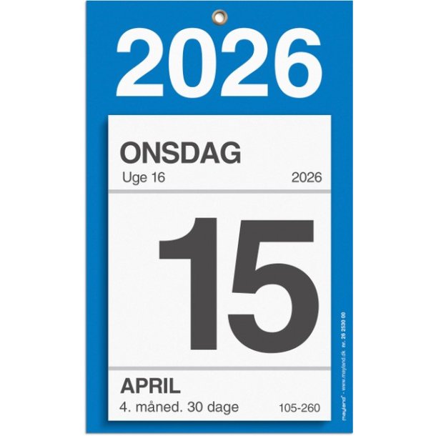 Kontorafrivningskalender | 2026 |