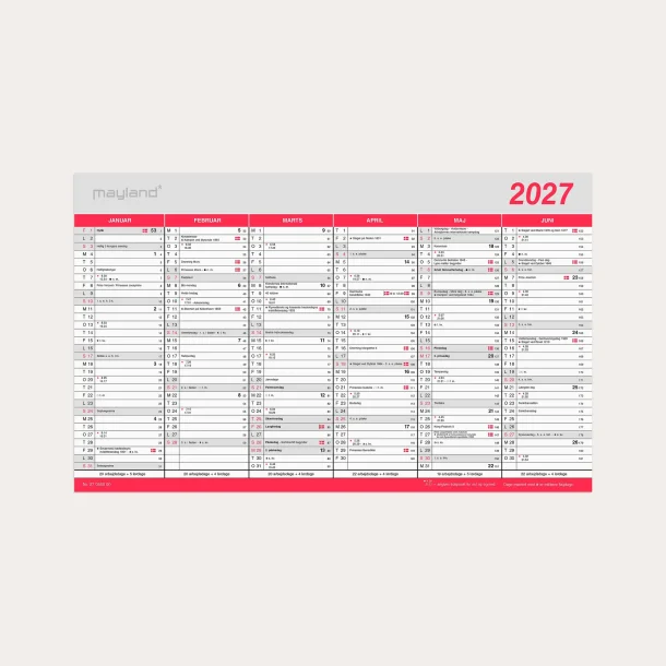 Mayland | Kontorkalender Stor m/flagdage | 2027 |