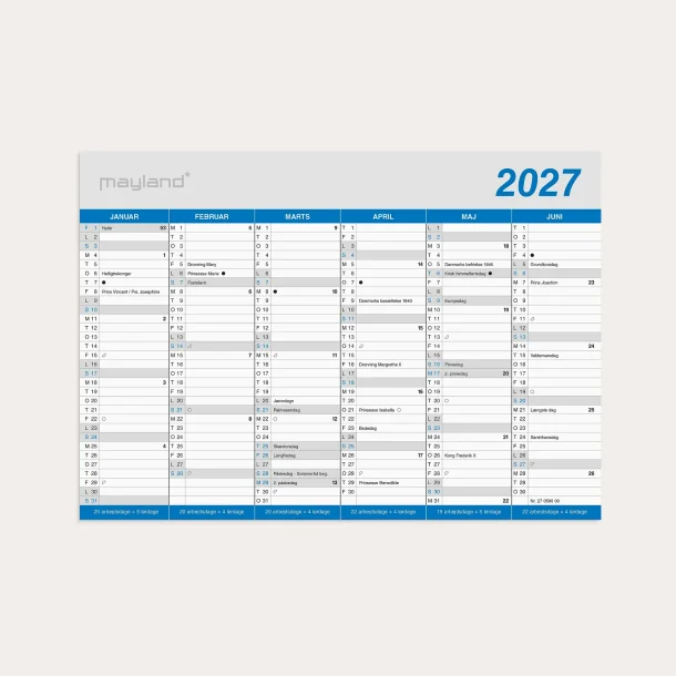 Mayland | Klassisk Kontorkalender | A5 | 2027 |