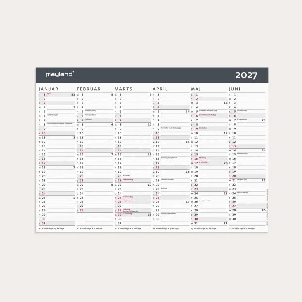 Mayland | Kontorkalender Moderne | A4 | 2027 |