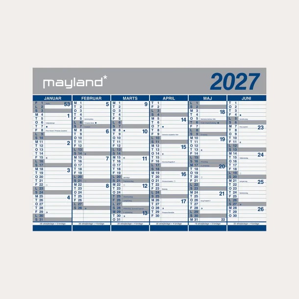 Mayland | K�mpekalender | 2x6 m�neder papir | 2027 |