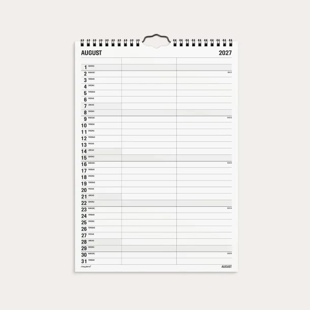 Mayland | Familiekalender Black &amp; white | 2 kolonner | 2027 |