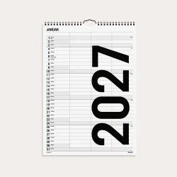 Mayland | Familiekalender Black &amp; white | 3 kolonner | 2027 |