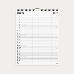 Mayland | Familie kalender | Black and white | 5 kolonner | 2027 |