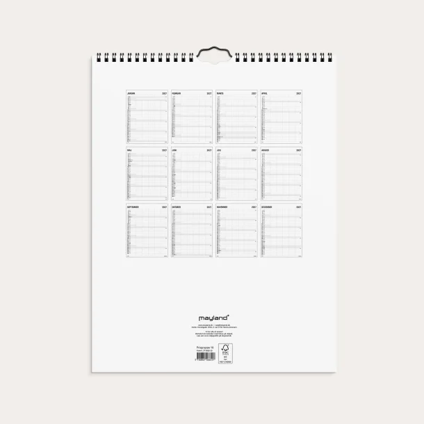 Mayland | Familie kalender | Black and white | 5 kolonner | 2027 |
