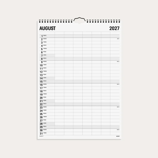 Mayland | Familie kalender Black and White | 7 kolonner | 2027 |