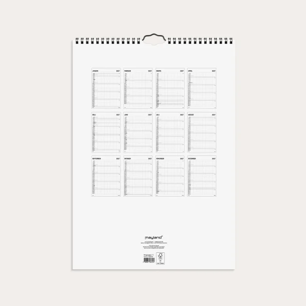 Mayland | Familie kalender Black and White | 7 kolonner | 2027 |
