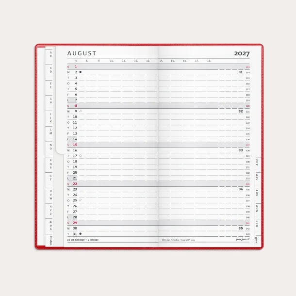 Mayland | Index Planner M�nedskalender | r�d | 2027 |