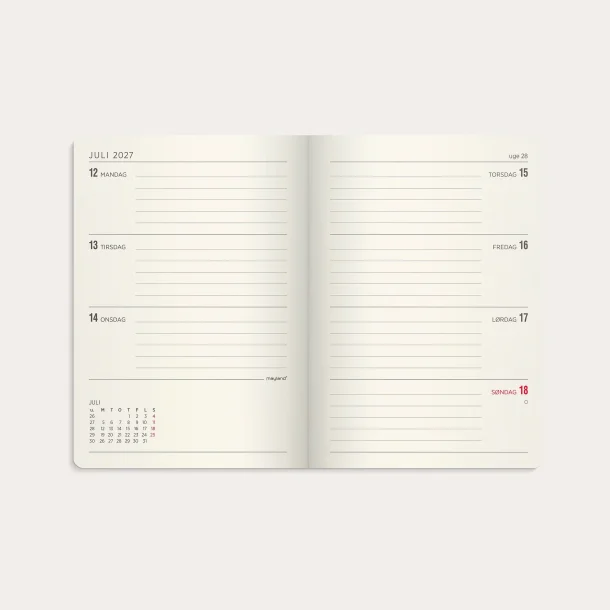 Mayland | A6 | Forma Deluxe ugekalender | tv�rformat | sort kunstskind | 2027 |