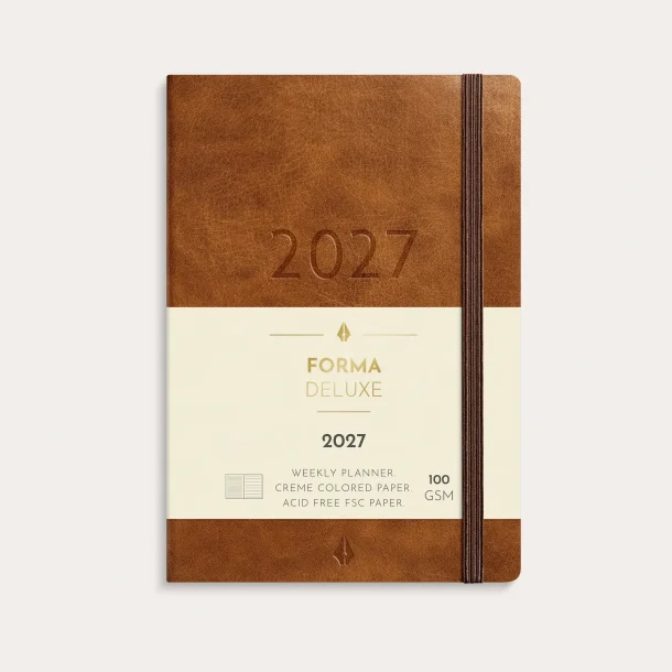 Mayland | A6 | Forma Deluxe ugekalender | brun kunstskind | 2027 |