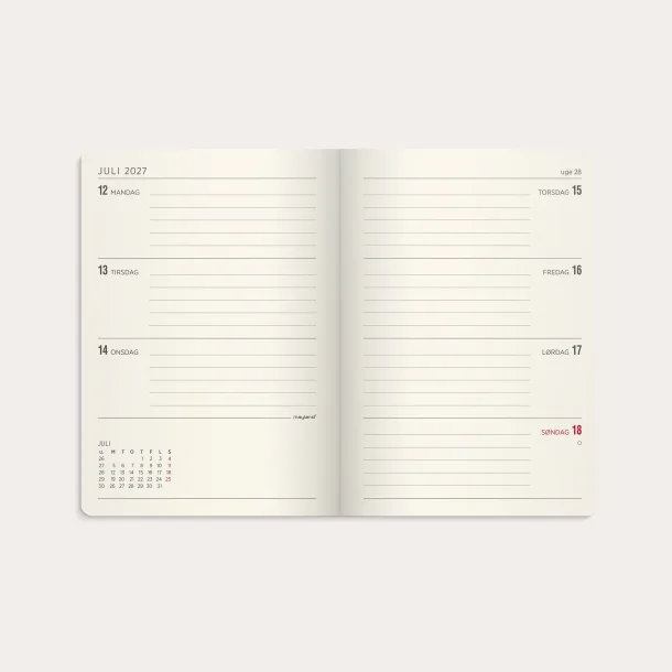 Mayland | A6 | Forma Deluxe ugekalender | brun kunstskind | 2027 |