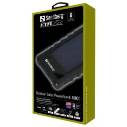 16.000 mAh Outdoor Solar PowerBank, Black