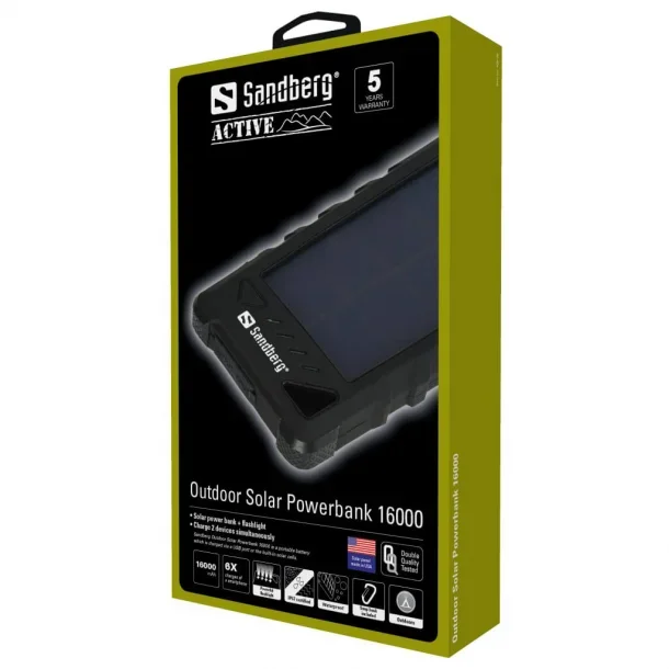 16.000 mAh Outdoor Solar PowerBank, Black