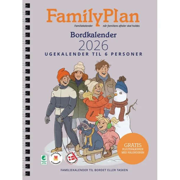 FamilyPlan Bordkalender | 6 personer | 2026 |