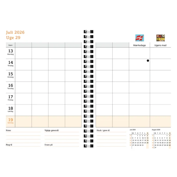 FamilyPlan Bordkalender | 6 personer | 2026 |