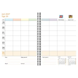 FamilyPlan Ugekalender 2027 - Bordkalender - 6 Personer 