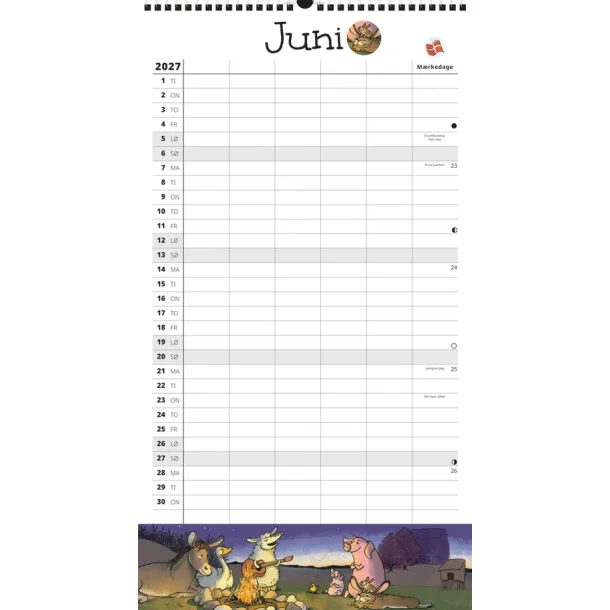 FamilyPlan | �rskalender 2027 | Danske bondeg�rdsdyr | 5 personer |
