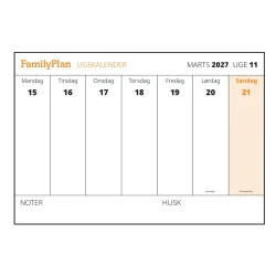FamilyPlan Ugekalender 2027 - Blok
